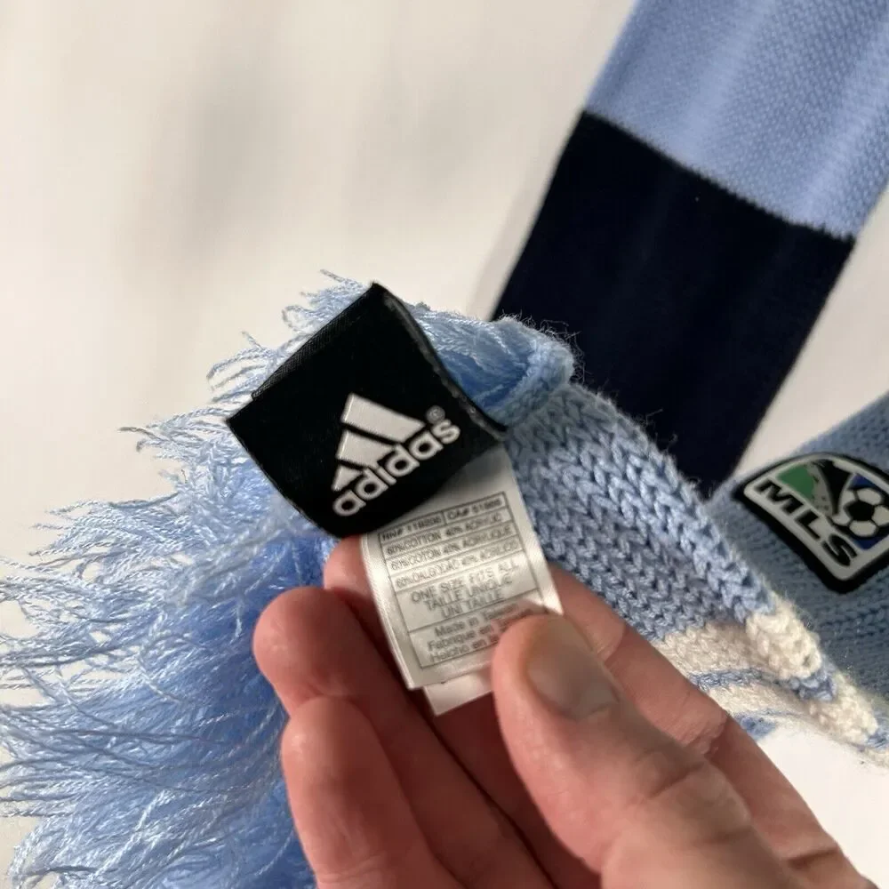 Sporting Kansas City ADIDAS Scarf Unisex Blue Striped Knit MLS 110